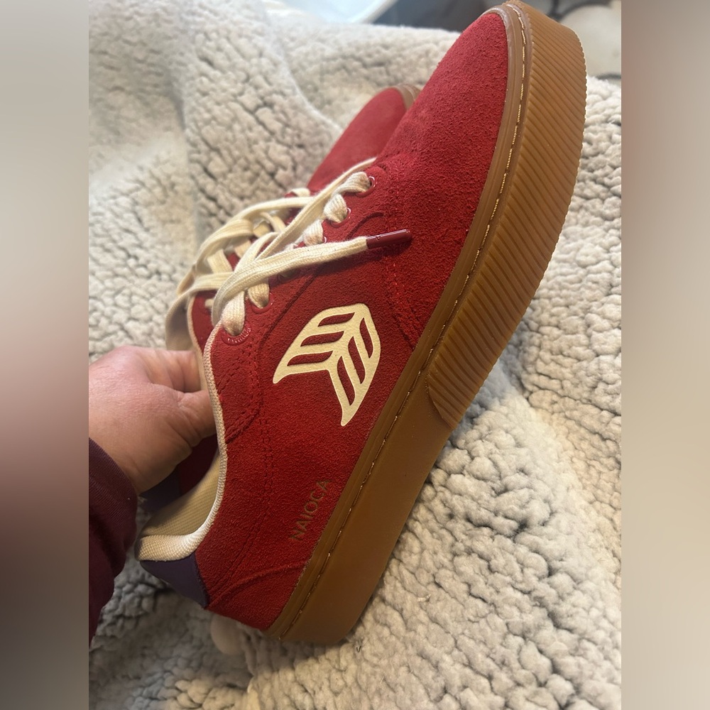 Cariuma Red suede Sneakers with White Accents
